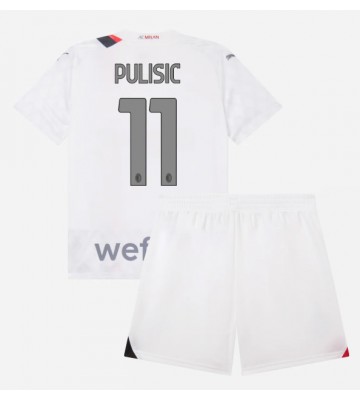 AC Milan Christian Pulisic #11 Vieras Pelipaita Lasten 2023-24 Lyhyet Hihat (+ Lyhyet housut)